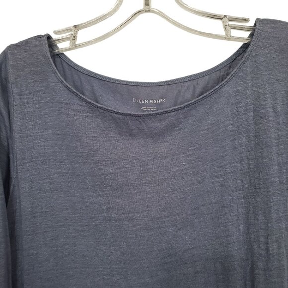 Eileen Fisher M Tunic Top Linen Long Sleeve Oversized Hi Lo Hem Relaxed Fit - Picture 4 of 9